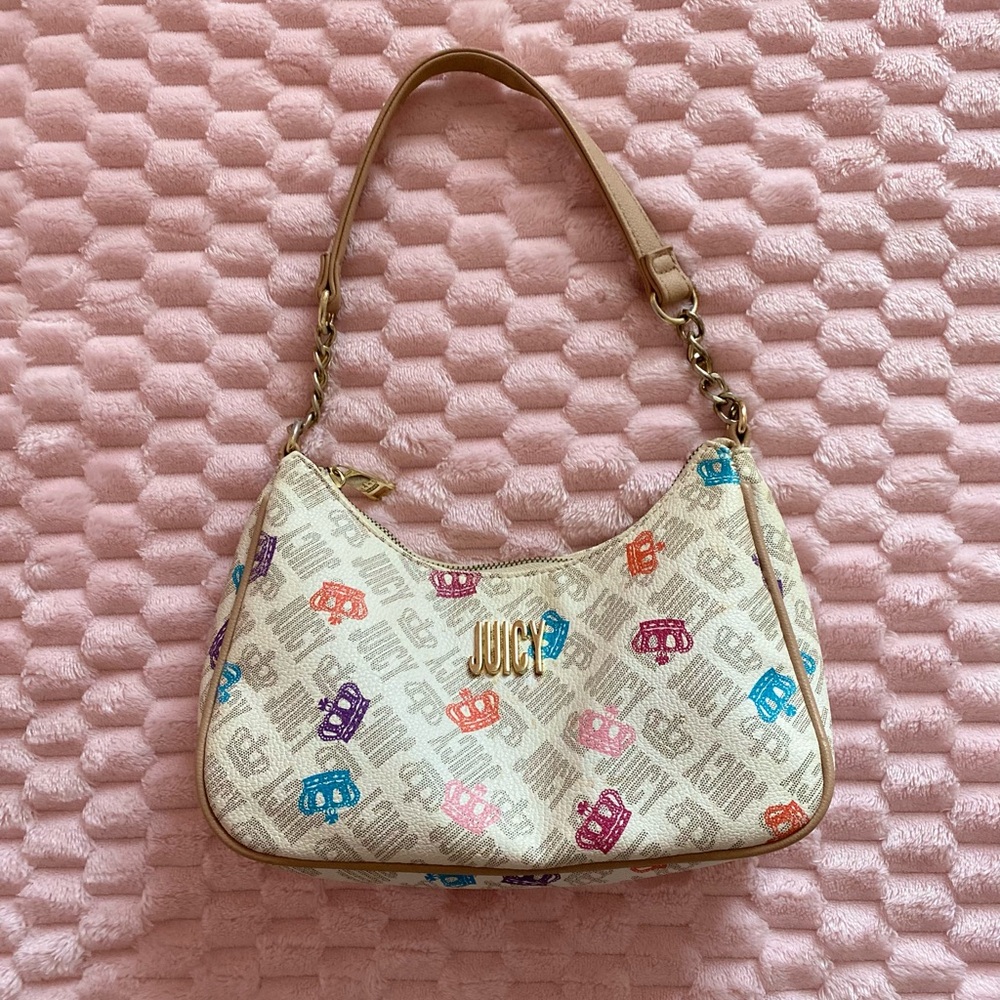 Juicy Couture Cream Shoulder Bag with Multicolor Accents